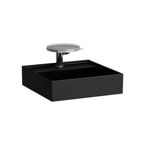 Fontein Saphirkeramik 460X460 -Kraangat -Overloop mat zwart