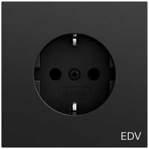 wandcontactdoos met randaarde opdr.EDV System 70 zwart m(gel.)