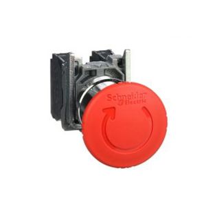 Noodstop vuistslag 40mm Draaiontgrendeling 22mm 1NC+1NO Rood