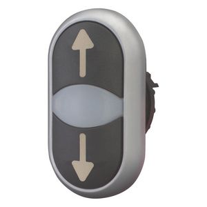 Dubb.drukknop+sign.lamp zwart/wit/zwart symb.pijl ti.