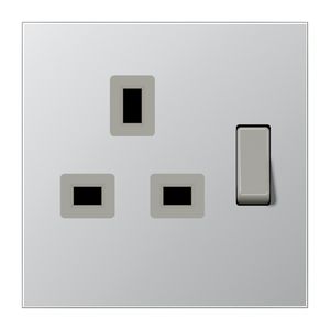 Wandcontactdoos aluminium Brit.St.afschakelaar LS