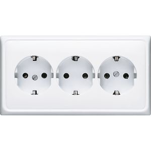 Wandcontactdoos alpin wit 3-voudig voor wandgoot CD500