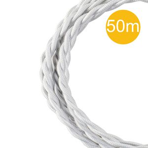 Lengte a 50m. Textielsnoer gedraaid 3C 3x0,75mm² wit