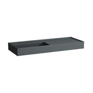 Wastafel afleg rechts met verborgen afvoer Graphite matt
