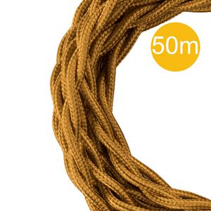 Lengte a 50m. Textielsnoer gedraaid 3C 3x0,75mm² goud