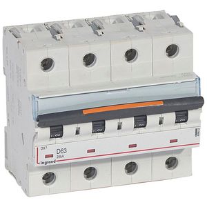 Installatieautomaat 4-polig D-karakteristiek 63A 25kA DX³ DIN