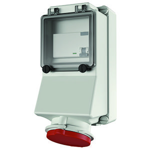 Wandcontactdoos 32A 4-polig  6H 400V IP44 + aardlek