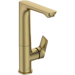 Connect Air wastafelmengkraan hoge uitloop zonder waste brushed gold (mat goudkleurig)