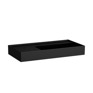 Wastafel met afleg links met verborgen afvoer Zwart mat H8103397161121