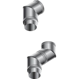 Bocht 45° dubbelwandig RVS DP25 80mm Roccheggiani