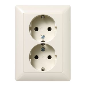 Wandcontactdoos wit 2-voudig met R/A AS500