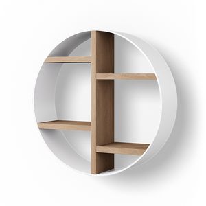 Wooden opbergbox rond 500mm old grey wit