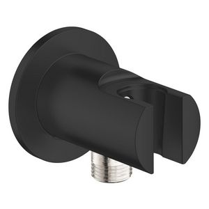 Vitalio Universal wandaansluitbocht M/houder matte black (mat zwart)