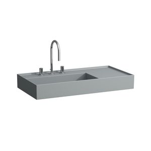 Wastafel met afleg rechts met verborgen afvoer Grap. matt H8103387581111