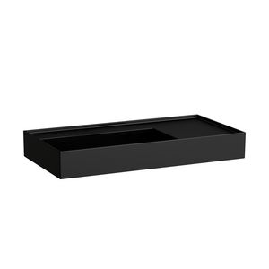 Wastafel met afleg rechts met verborgen afvoer Zwart mat H8103387161121
