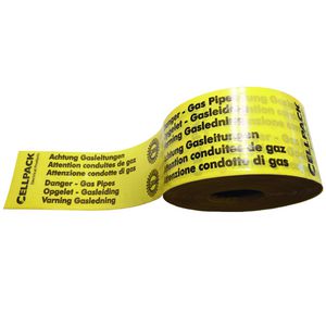 Lengte a 250m. Waarschuwingsband 26 tekst Opgelet-Gasleiding