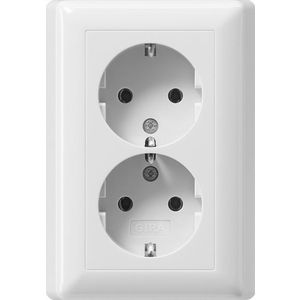 2-voudig wandcontactdoos met randaarde v.afd.pl. zonder kl. STK Gira Standard 55 zuiver wit