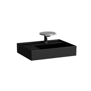 Wastafel met afleg links met verborgen afvoer Zwart mat H8103357161111