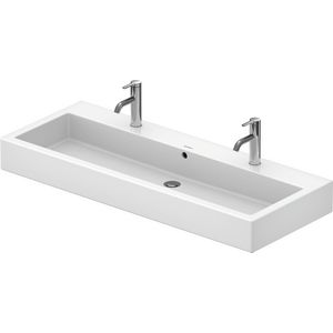 VERO #045412 wastafel 1200mm wit met 2 kraangaten  met overloop