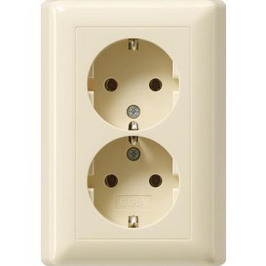 2-voudig wandcontactdoos met randaarde v.afd.pl. zonder kl. STK Gira Standard 55 creme wit