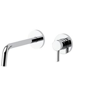 Inbouw wastafelkraan+uitloop 248mm 2 ronde rozetten diam.70