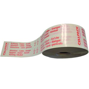 Lengte a 250m. Waarschuwingsband tekst: Opgelet-Kabel-Gevaar