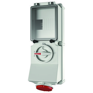 Wandcontactdoos 16A 5-polig  6H 400V IP44 + rail
