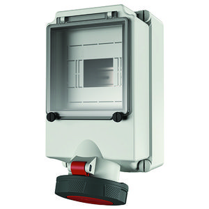 Wandcontactdoos 63A 4-polig  6H 400V IP67 + rail
