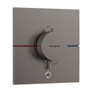 Comfort E thermostaat afbouwdeel tbv inbouw voor 1 functie en extra uitgang Brushed Black Chrome