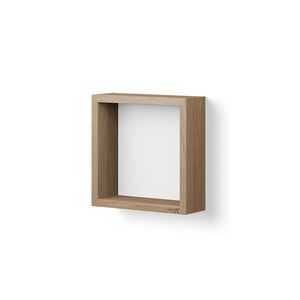 Opbergbox Wooden 300x300mm mass.eiken old grey achterplaat mat wit