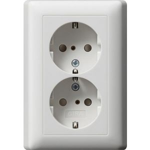2-voudig wandcontactdoos met randaarde Safety Plus + v.afd.pl. System 55 zuiver wit m