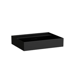 Meubelwastafel 600X460 - Kraangat +Overloop Black Mat
