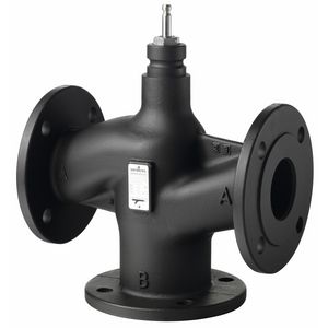 Driewegregelafsluiter, flens, PN16, DN125, kvs 200 Siemens