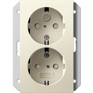 2-voudig wandcontactdoos met randaarde Safety Plus v. IB-doos 1-voudig System 55 creme wit