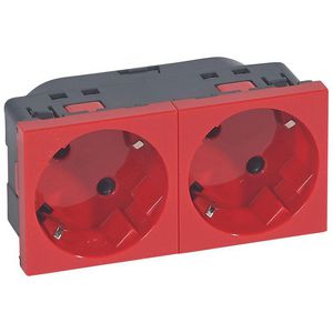 Wandcontactdoos 2v kv 45gr.steek 4 modulen rood Mosaic
