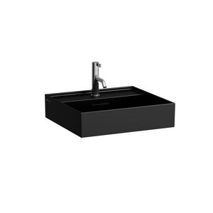 Meubelwastafel 500X460 Met Kraangat Met Overloop Black Mat