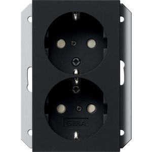 2-voudig wandcontactdoos met randaarde Safety Plus v. IB-doos 1,5-voudig System 55 zwart m