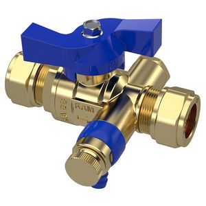 Kogelkraan S28 15x15mm knel DN15 met aftap