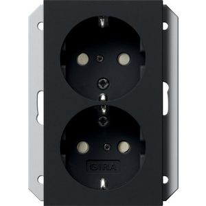 2-voudig wandcontactdoos met randaarde Safety Plus v. IB-doos 1-voudig System 55 zwart m