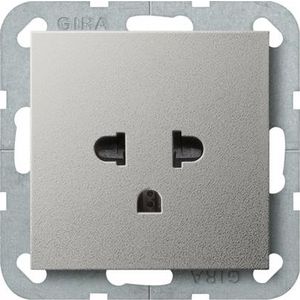 wandcontactdoos EURO-US System 55 edelstaal(gel.)