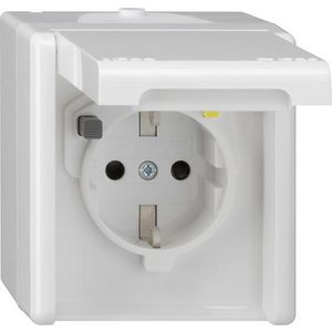 wandcontactdoos aardlekbeveil. 30 mA KD + Safety Plus spatwaterdicht opbouw zuiver wit