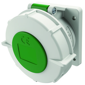 Inbouwwandcontactdoos 32A 4-polig  10H 50V 100Hz IP67 TWIN