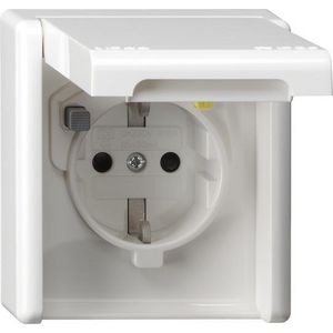 wandcontactdoos aardlekbeveil. 30 mA Safety Plus + v.afd.pl. spatwaterdicht inbouw z