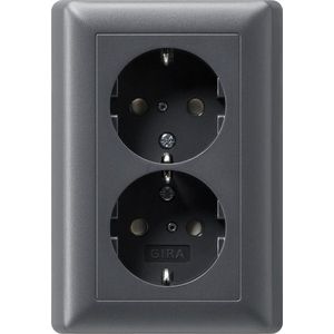 2-voudig wandcontactdoos met randaarde Safety Plus + v.afd.pl. System 55 antraciet