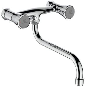 PROMO Nimbus II Messing Eco keukenkraan chroom wand hoh 150mm met onderuitloop (F3063AA)