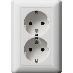2-voudig wandcontactdoos met randaarde v.afd.pl. zonder kl. STK Gira Standard 55 zuiver wit m