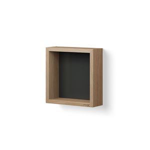 Opbergbox Wooden 300x300mm massief eik old grey achterplaat mat zwart