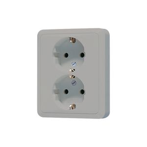 Wandcontactdoos grijs 2-voudig m.R/A&ki.beveil. CD500
