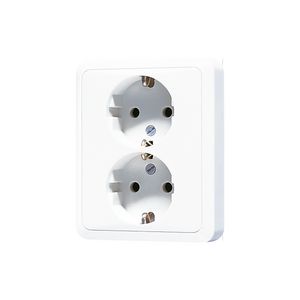 Wandcontactdoos alpin wit 2-voudig met randaarde CD500