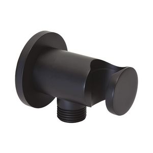 Wandaansluitbocht TONDO rond 1/2" met wandhouder mat zwart excl. rozet